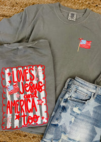 Loves Jesus And America Too Graphic Tee (S-2XL) Pocket and Back