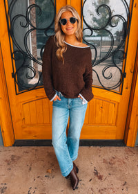 Mocha Morning Boat Neck Sweater