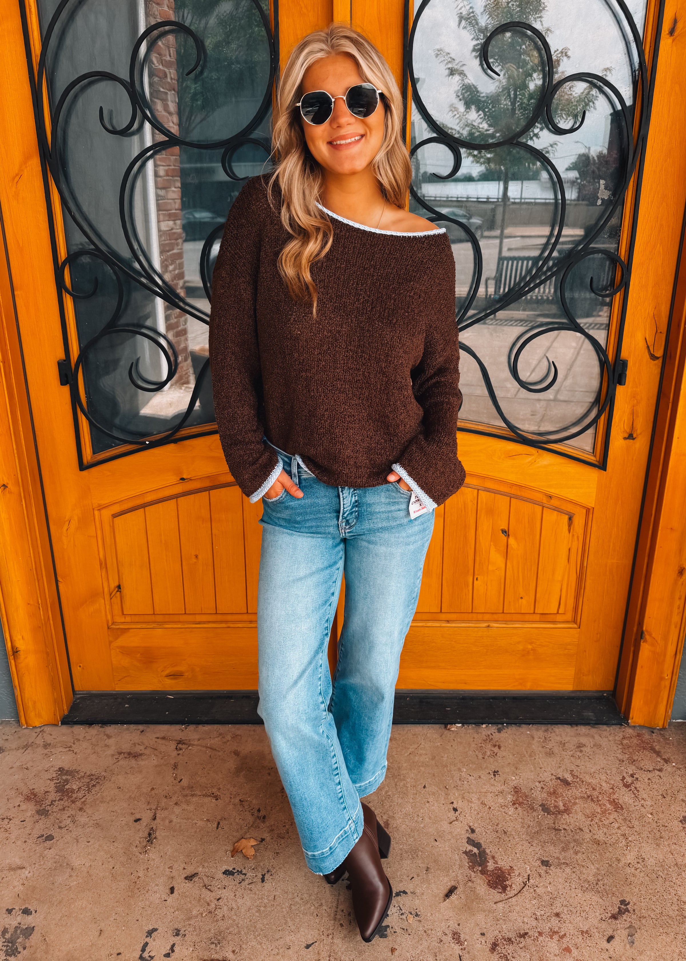 Mocha Morning Boat Neck Sweater