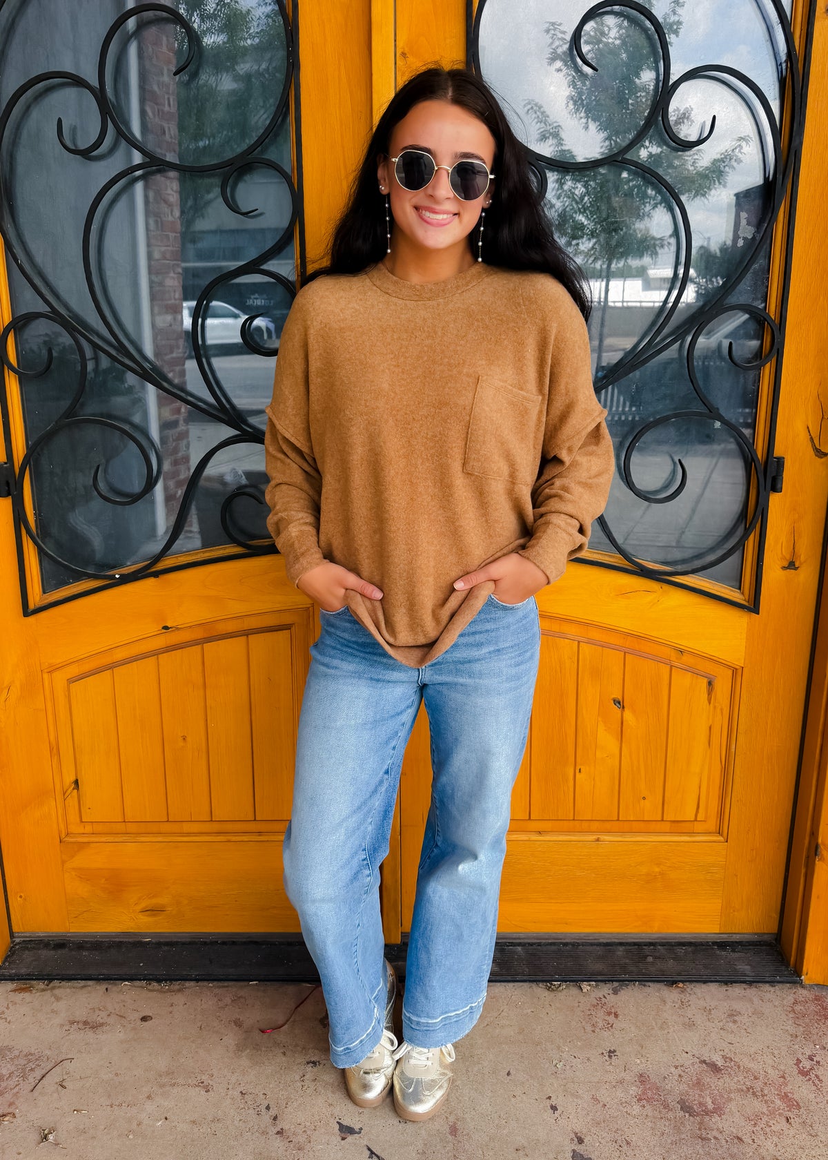 Finally My Time Oversized Fleece Pocket Sweater