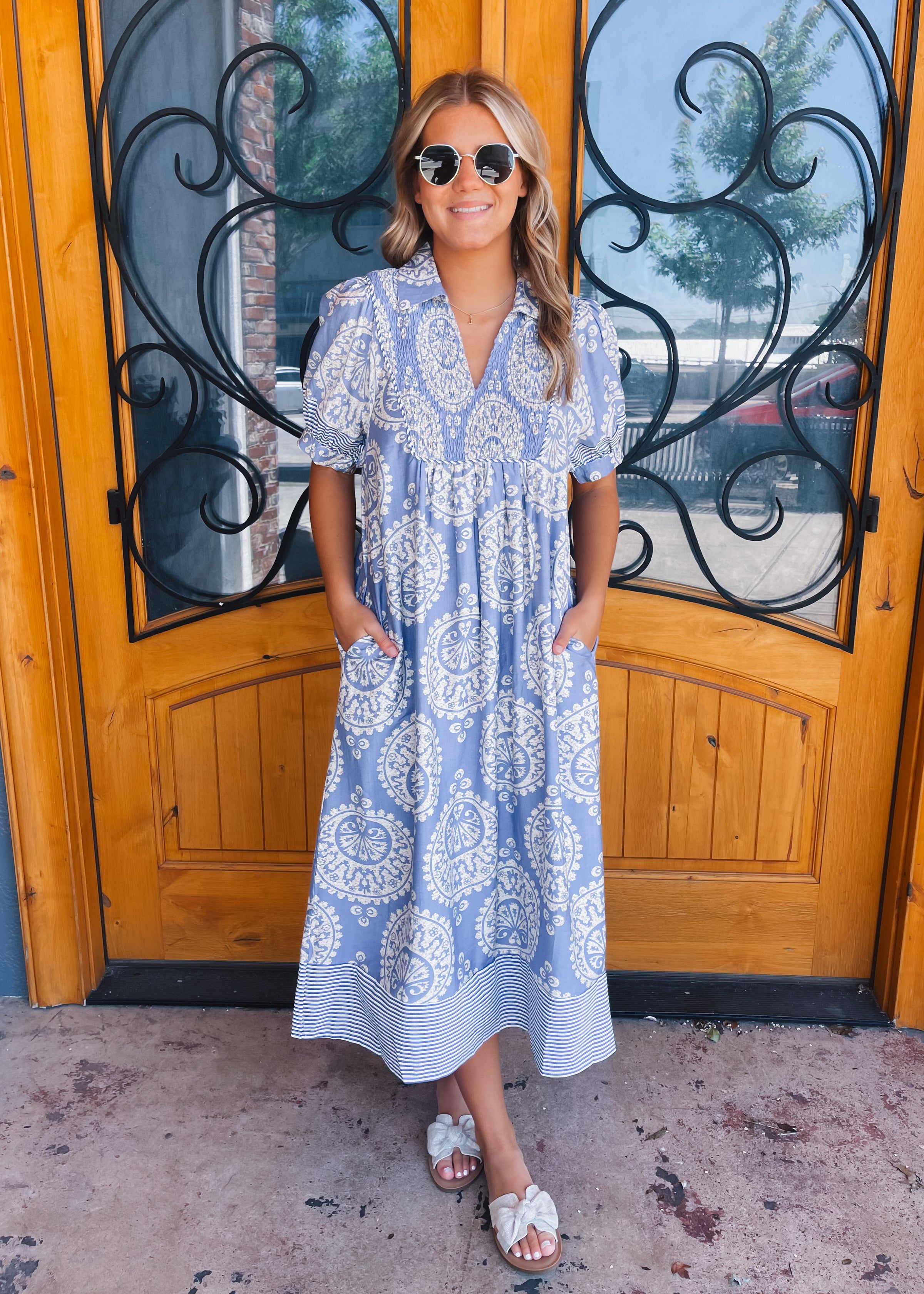 Meet Me Downtown Periwinkle Midi Dress