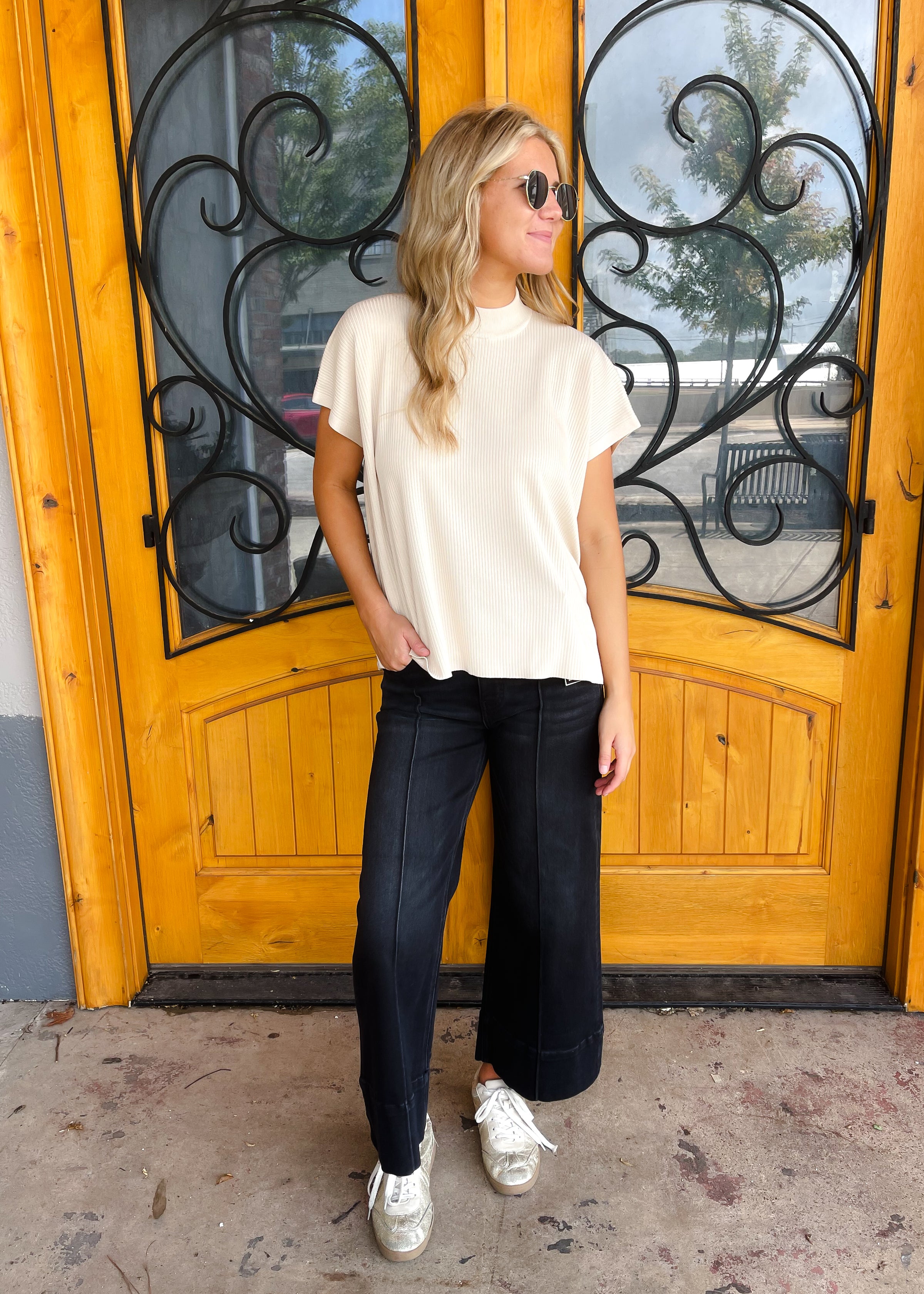 Dark Romance Washed Black Tummy Control Wide Leg Jeans