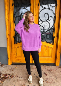 That's My Call Oversized Fleece Pocket Sweater