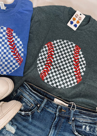 Checkered Baseball Graphic Tee (S-2XL)