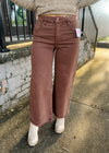 Never Looked Back Brown Tummy Control High Rise Crop Wide Leg- Risen Jeans