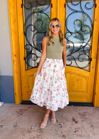 All the Attention Crochet Eyelet Floral Lace Midi Skirt
