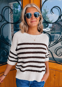 Weekend Stripe Half Sleeve Knit Top