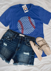 Checkered Baseball Graphic Tee (S-2XL)