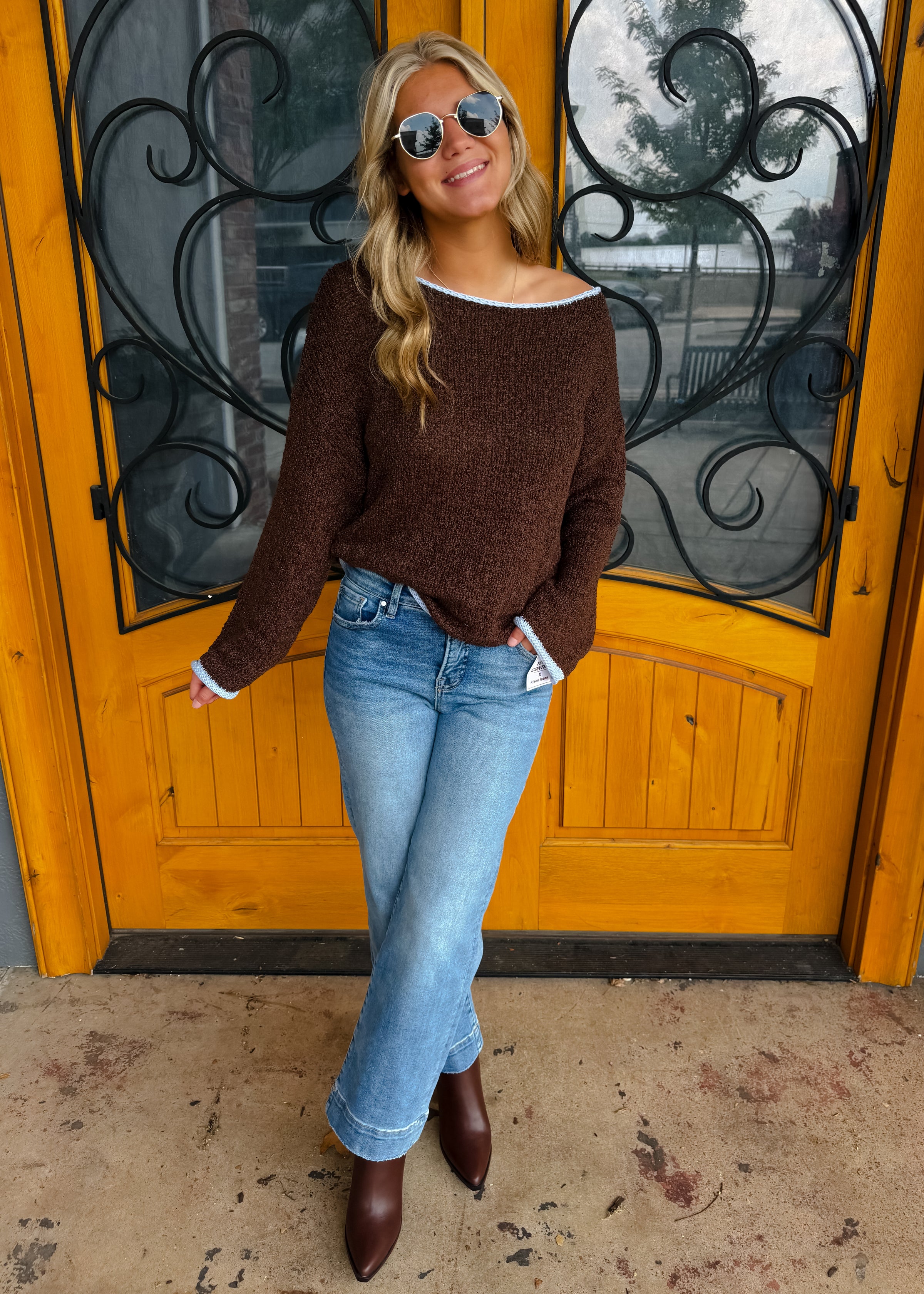 Mocha Morning Boat Neck Sweater