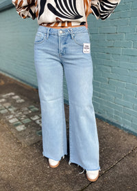 Hold That Thought Tummy Control Low Rise Wide- Risen Jeans