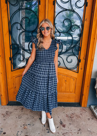Harbor Plaid Midi Dress