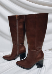 Stand Corrected Brown Leather Boots