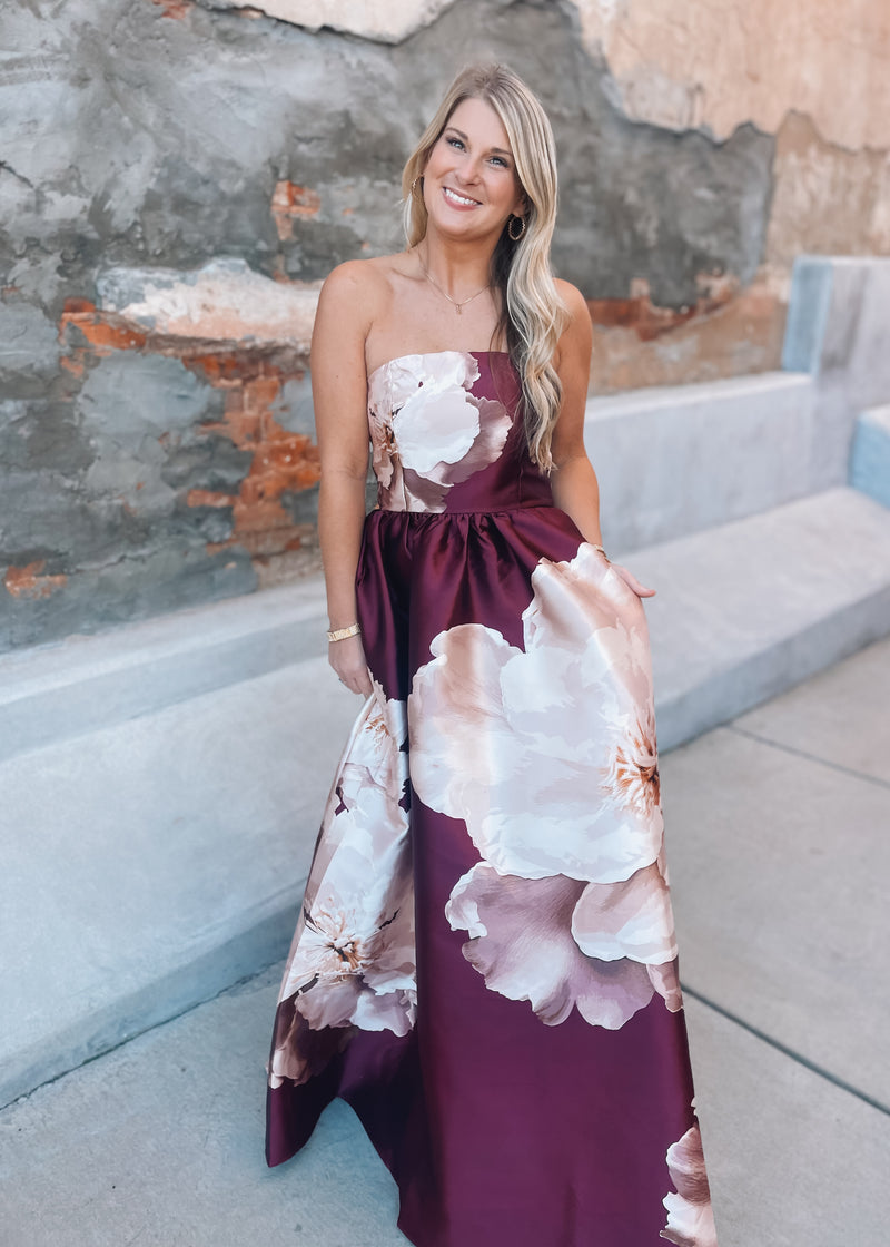 Pressed Petals Strapless Maxi Dress