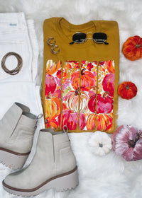 Watercolor Floral Pumpkin Graphic Tee (S-2XL)