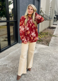 Still Thinking Latte Tummy Control Mid Rise Wide Leg- Risen Jeans