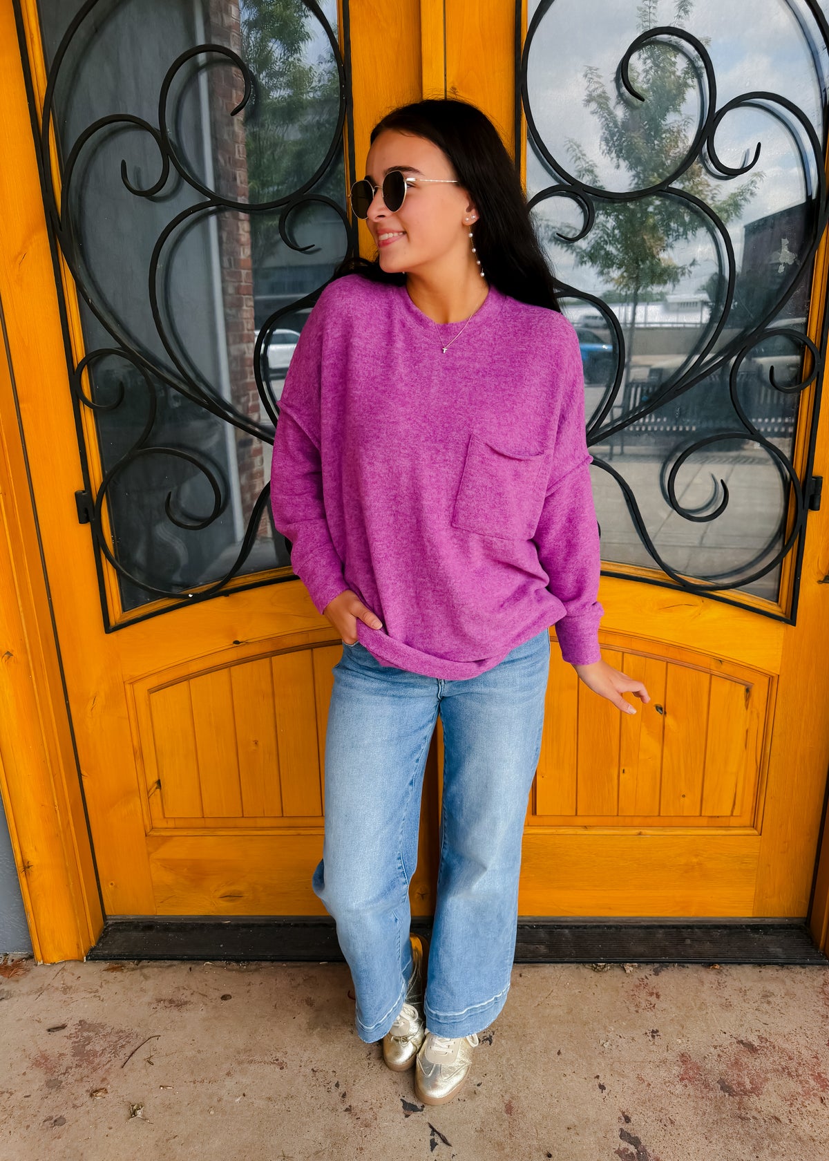 Finally My Time Oversized Fleece Pocket Sweater