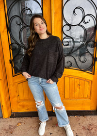 That's My Call Oversized Fleece Pocket Sweater