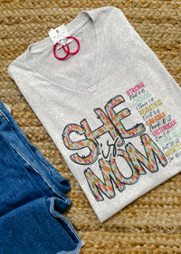 She Is Mom Long Sleeve Graphic Tee (S-2XL)