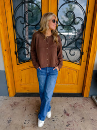 On The List Button Down Knit Cardigan - Brown