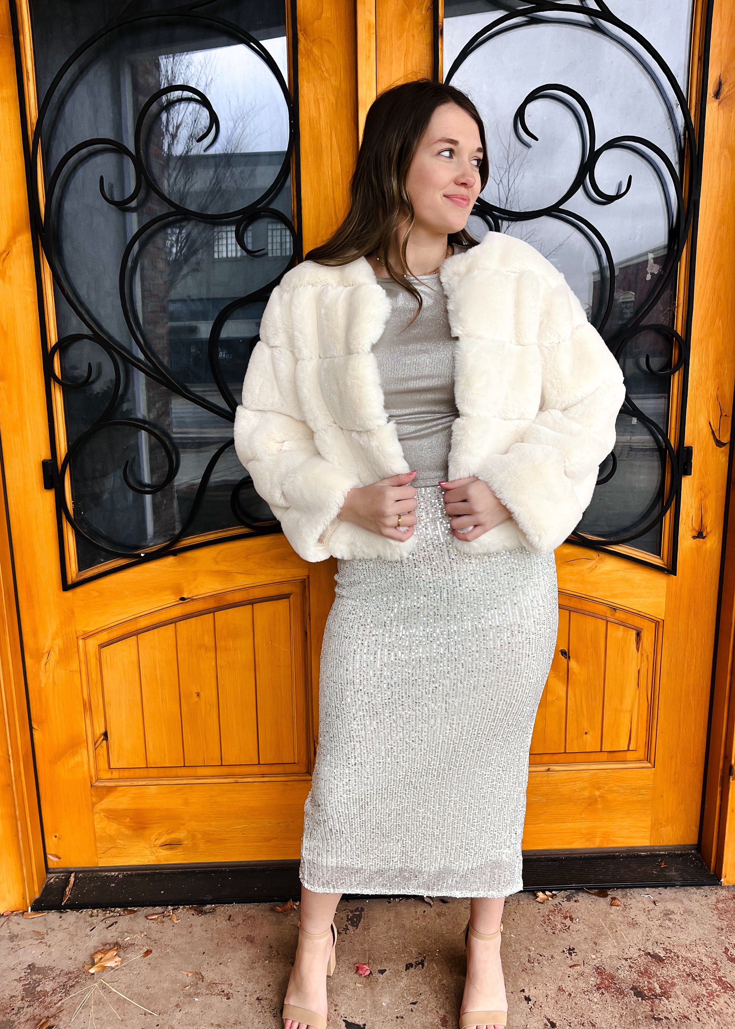 Shimmering Nights Sequin Midi Skirt