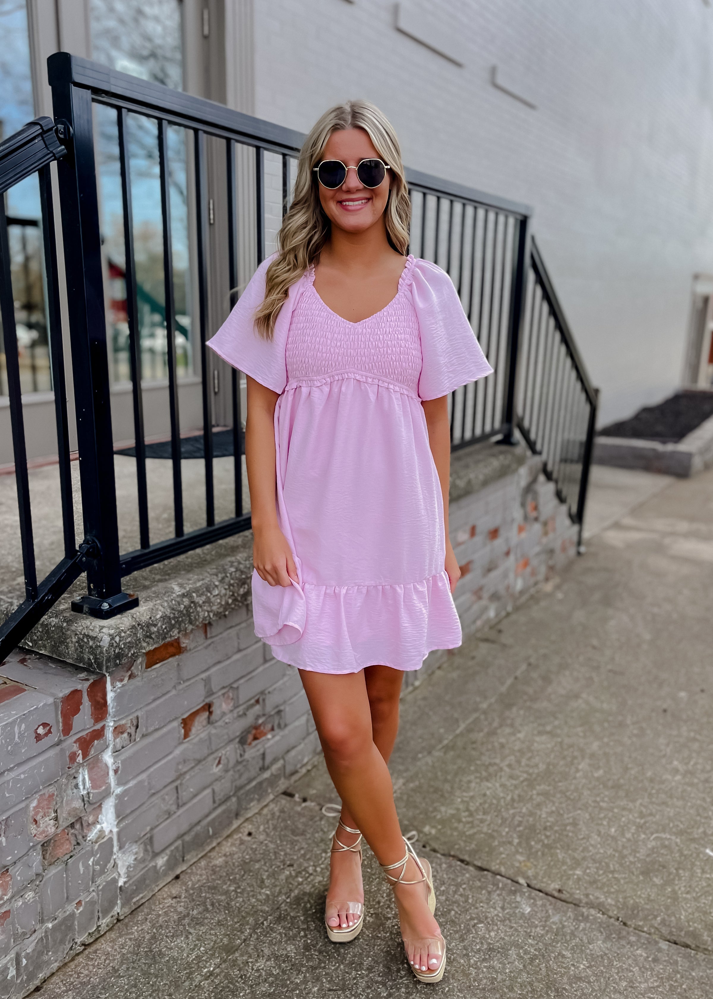 Made for Lovely Days Smocked Mini Dress- Light Pink
