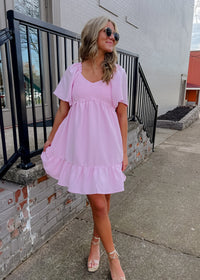 Made for Lovely Days Smocked Mini Dress- Light Pink