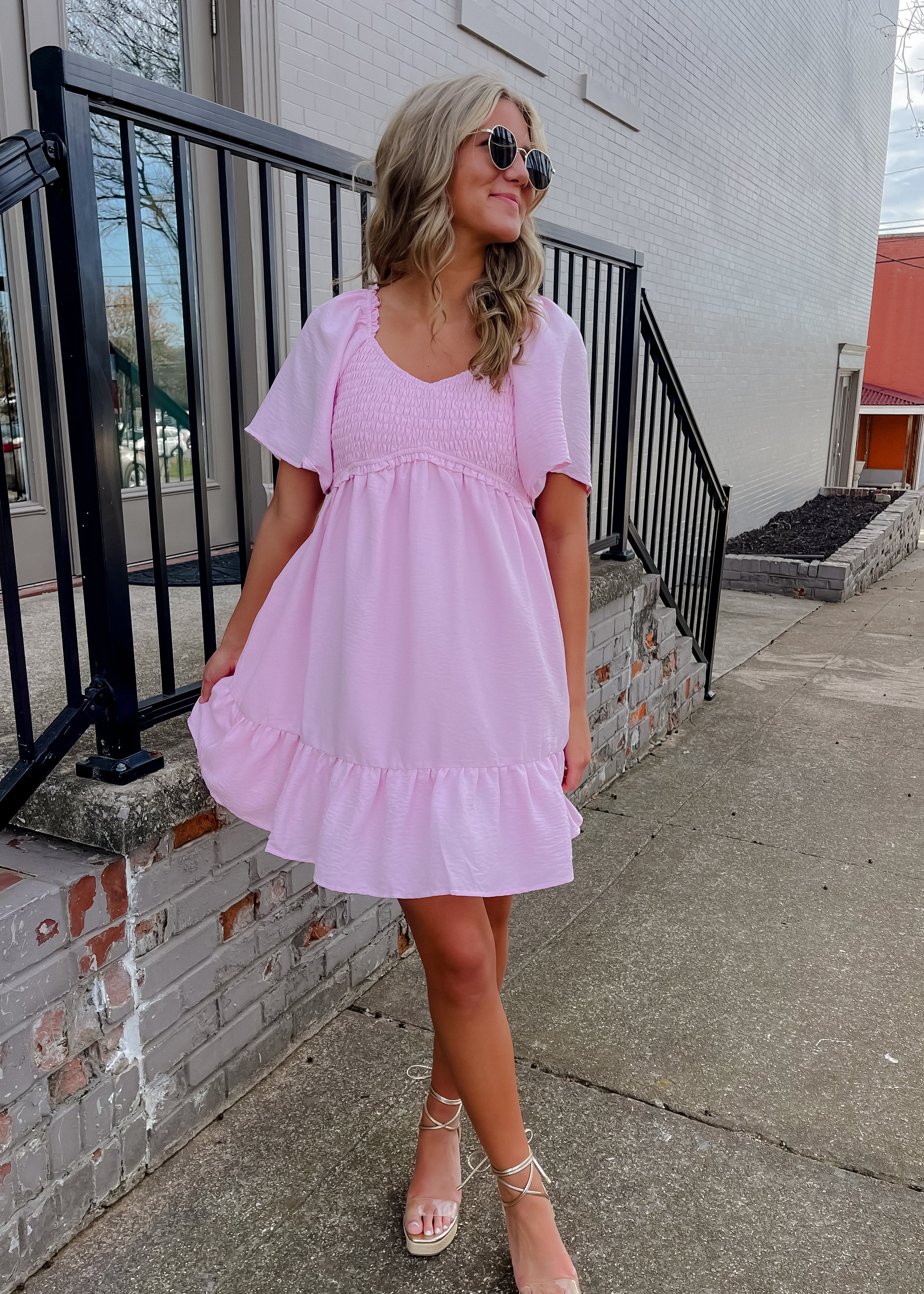 Made for Lovely Days Smocked Mini Dress- Light Pink