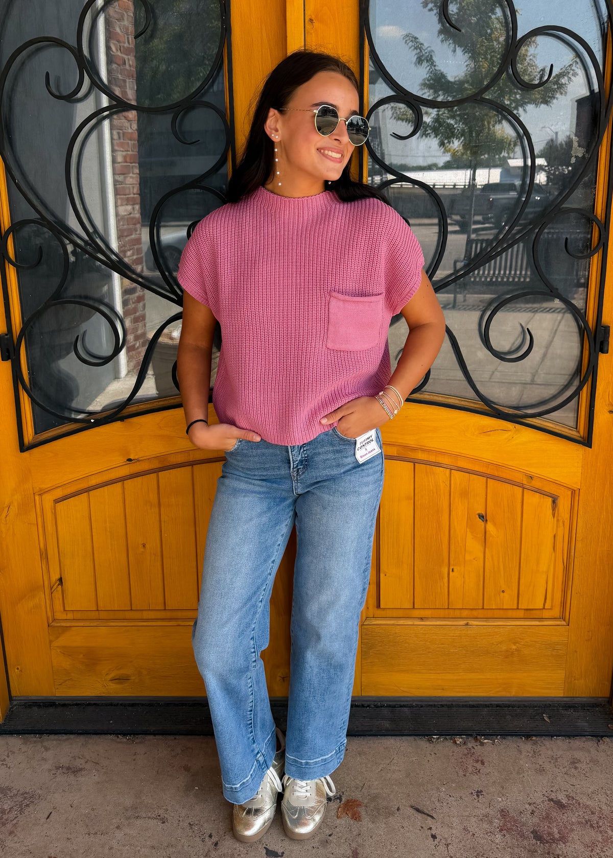 Read Between The Lines Knit Pocket Sweater Top