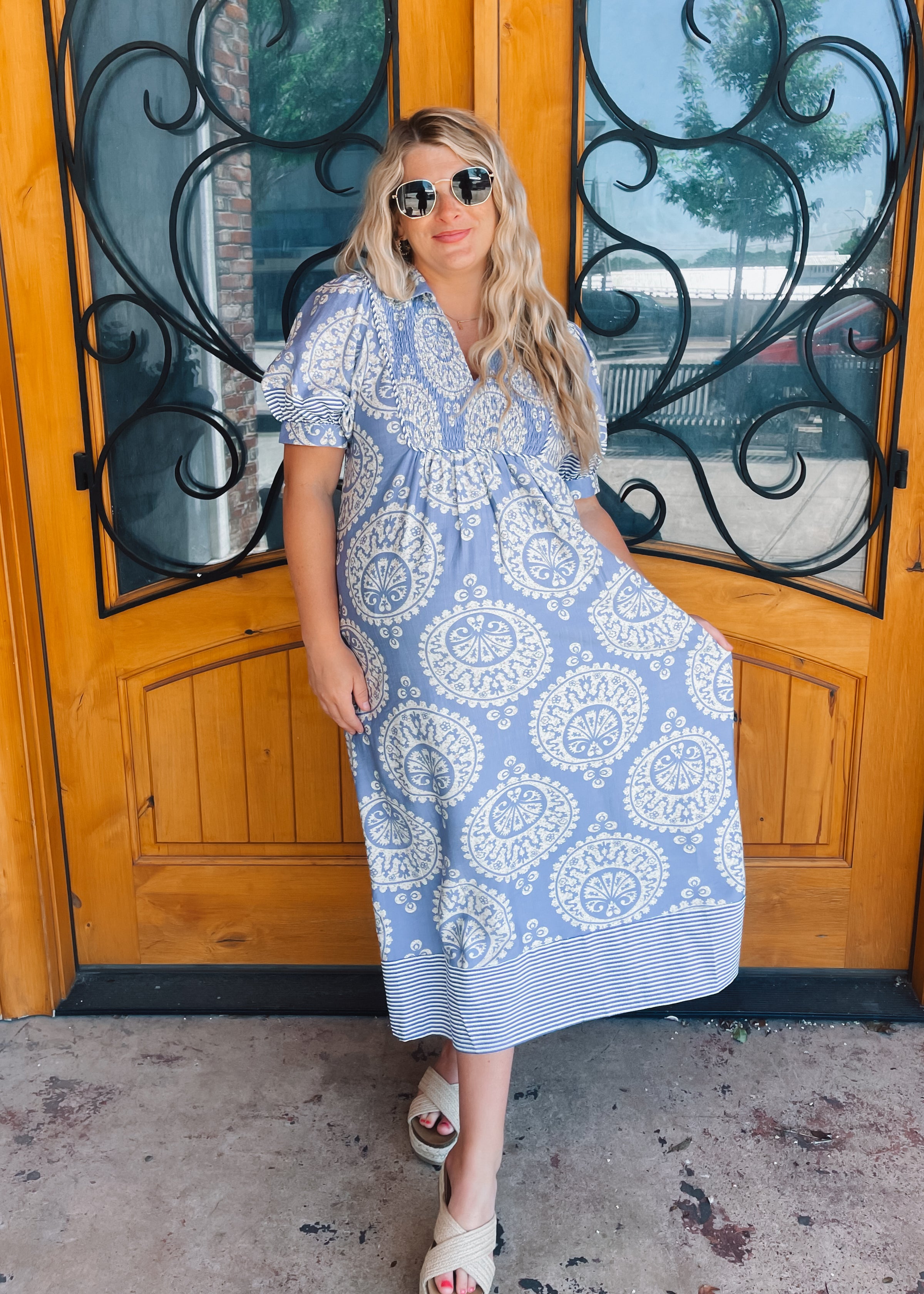 Meet Me Downtown Periwinkle Midi Dress