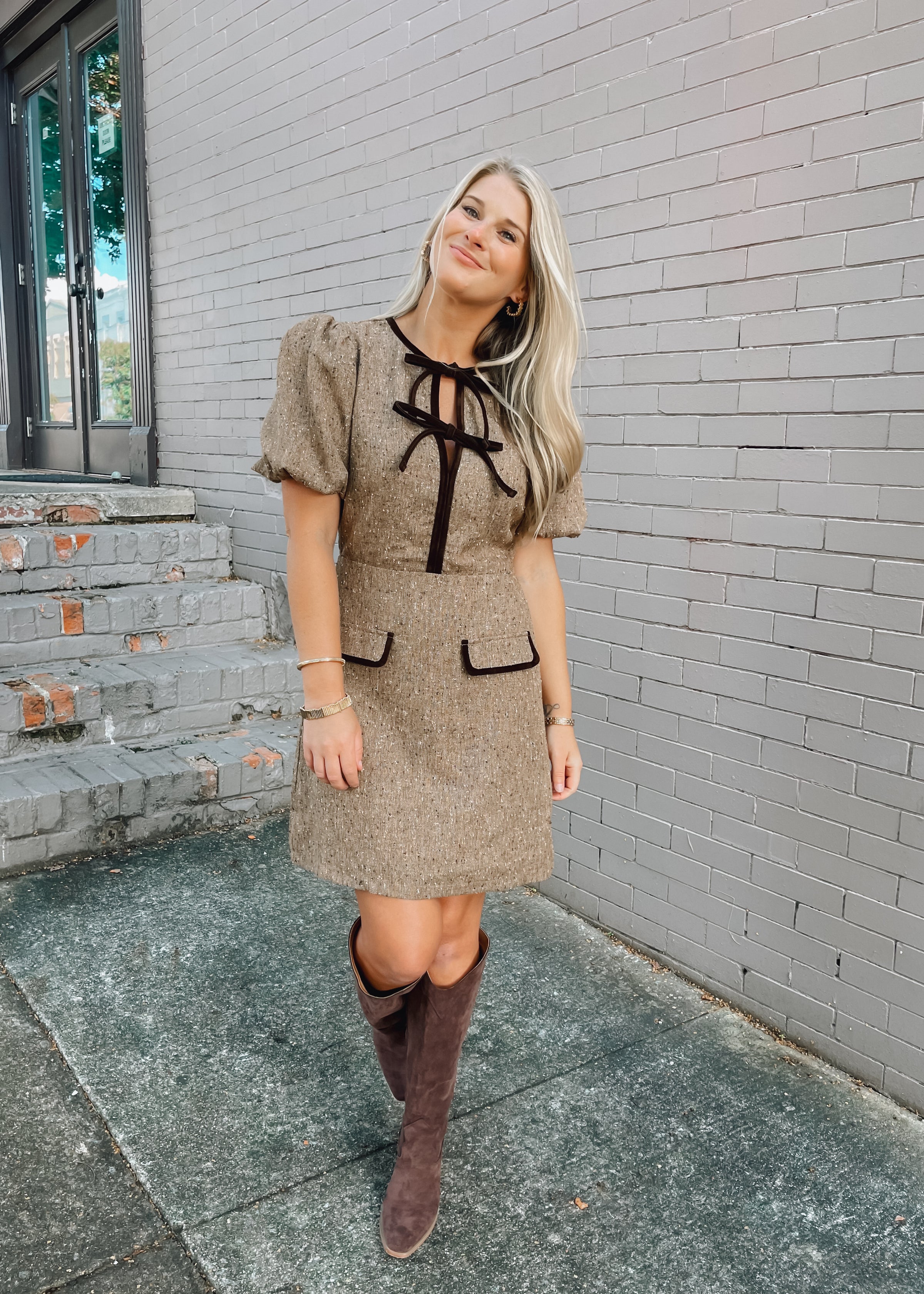 Higher Standards Tweed Mini Dress