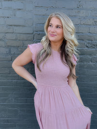 Covered In Love Blush Smocked Midi Dress (S-3XL)