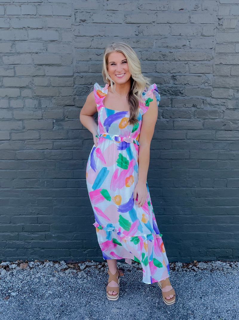 Watercolor Masterpiece Midi Dress