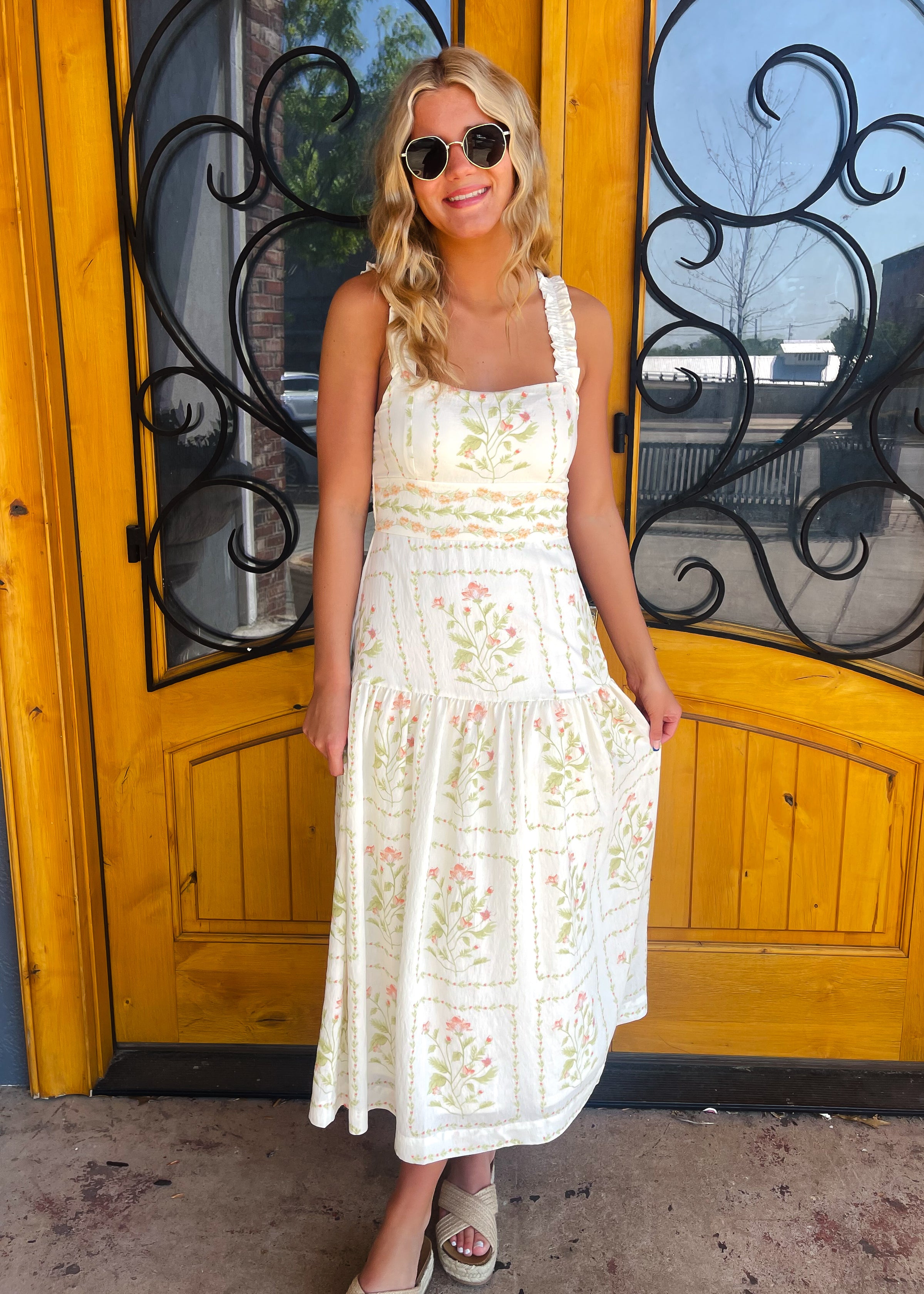 creme midi dress Structured Cream Midi Dress | Trendy Women's Clothing