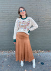 For Real This Time Suede Midi Skirt