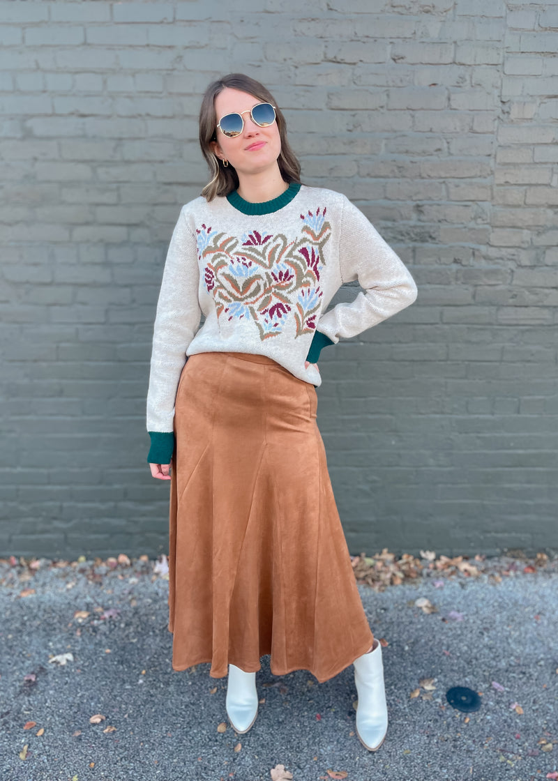 For Real This Time Suede Midi Skirt