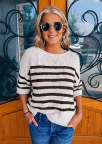 Weekend Stripe Half Sleeve Knit Top