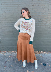 For Real This Time Suede Midi Skirt