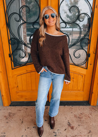 Mocha Morning Boat Neck Sweater
