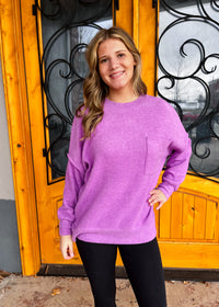 That's My Call Oversized Fleece Pocket Sweater