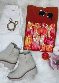 Watercolor Floral Pumpkin Graphic Tee (S-2XL)