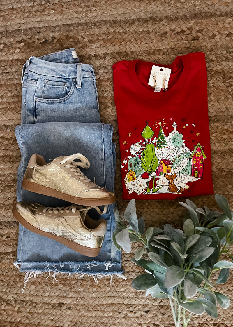 Grinch Looking Over Whoville Graphic Tee (S-2XL)