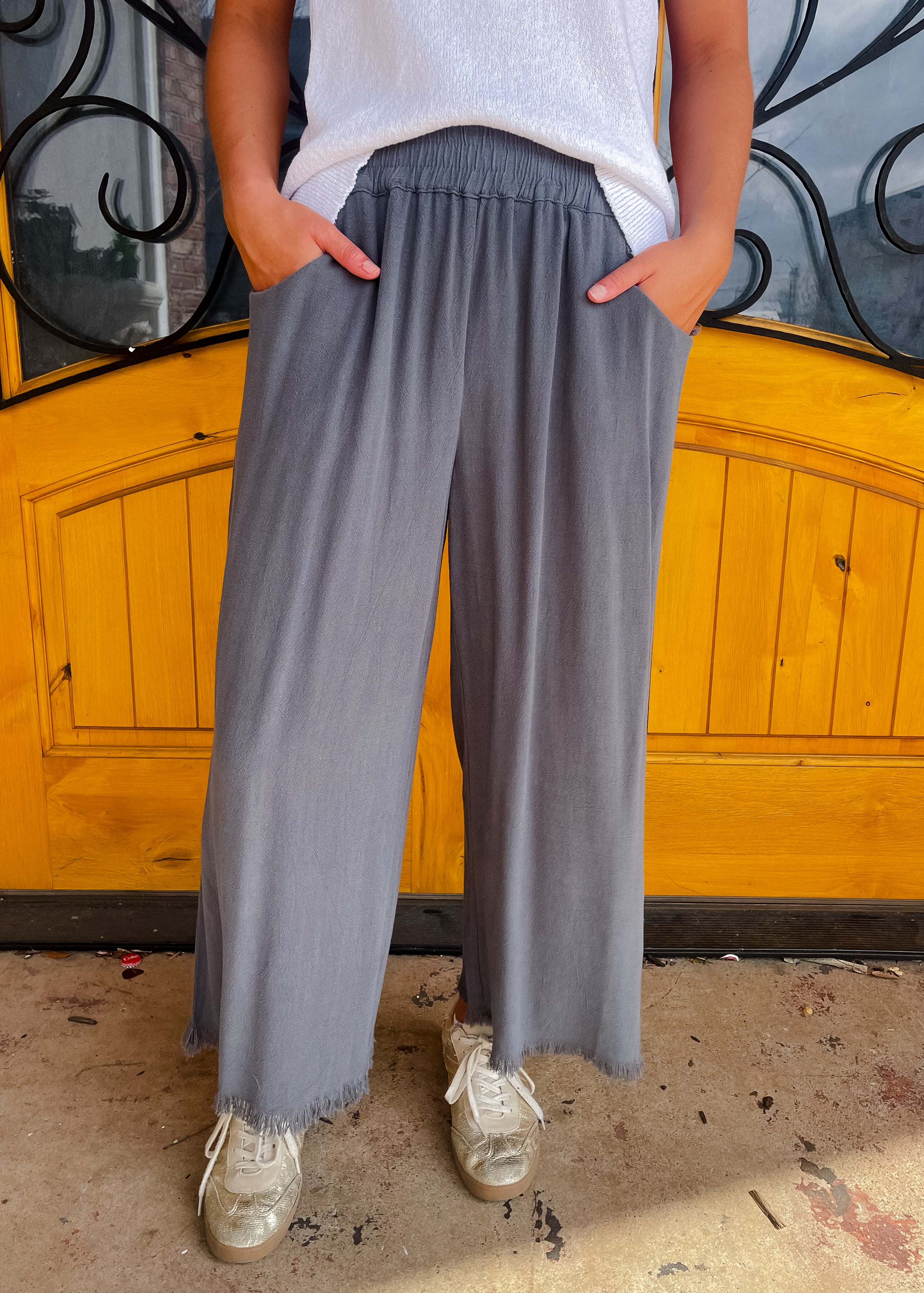 Steal The Show Charcoal Linen Pants