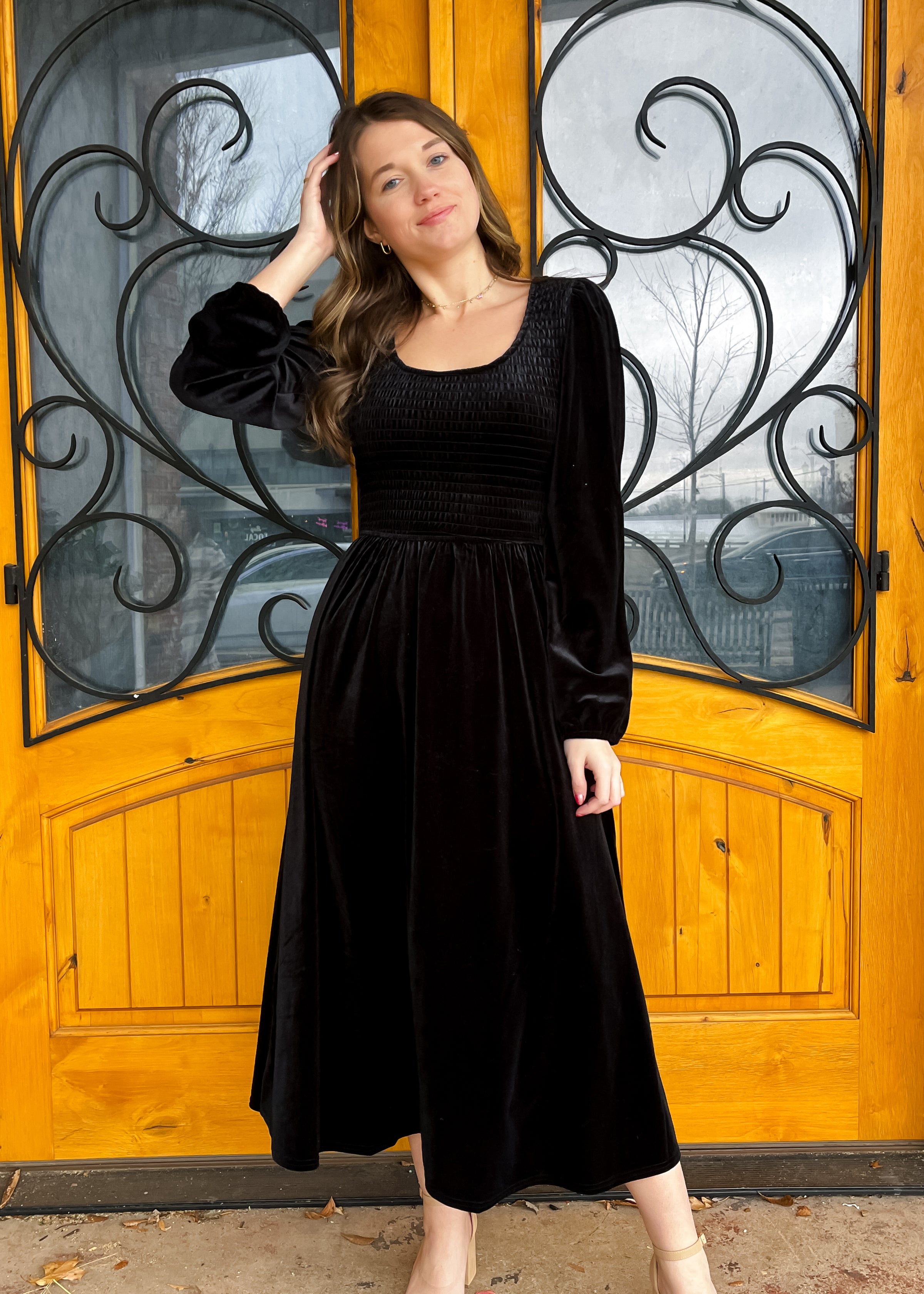 New Traditions Velvet Midi Dress
