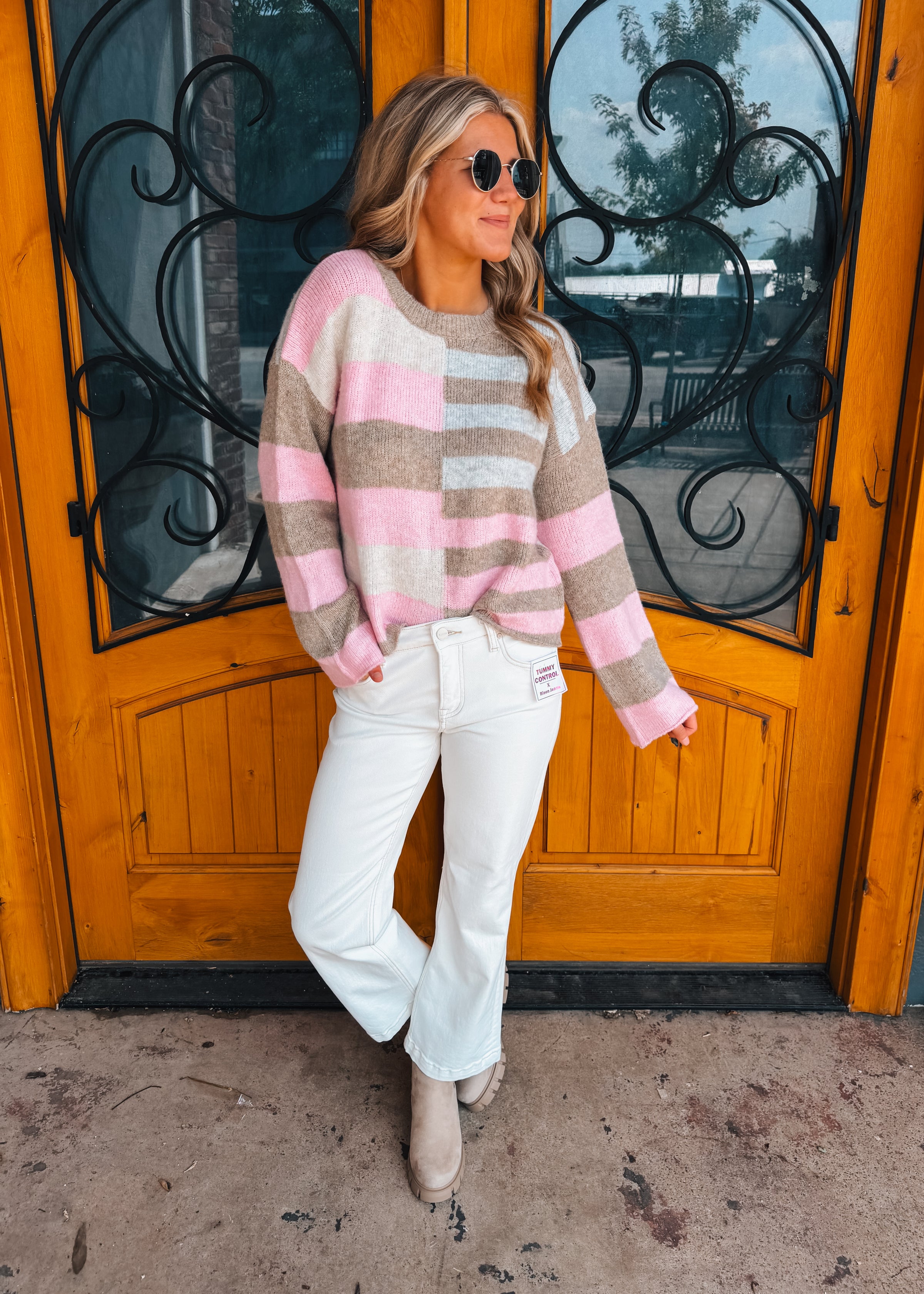 Shifting Shape Wool Blend Color Block Sweater