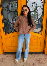No Place Like Home Mock Neck Fleece Sweater