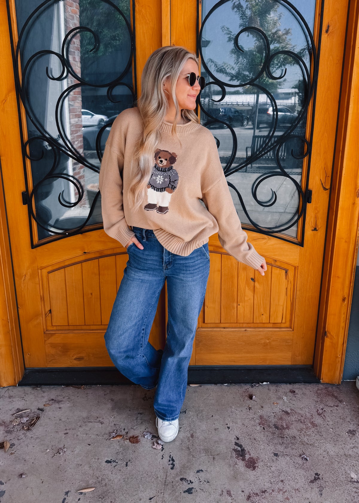 Teddy Bear Crew Neck Knit Sweater