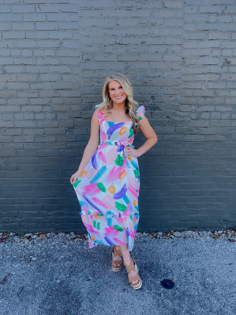 Watercolor Masterpiece Midi Dress