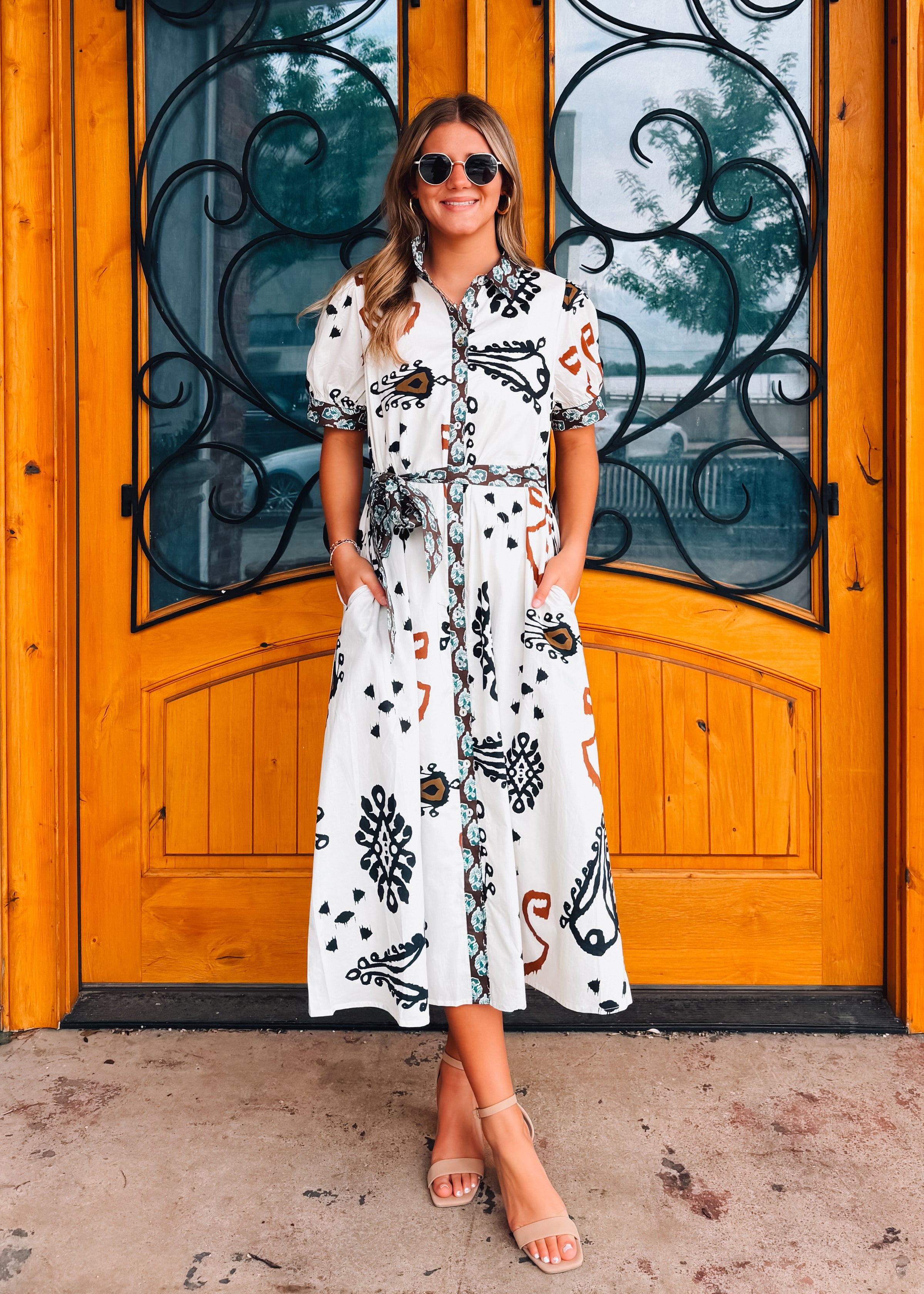 Write Me Back Button Down Midi Dress