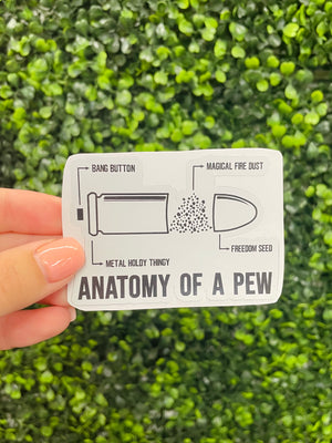 Turn dad into an anatomical expert with the Anatomy Of A Pew Sticker! Perfect for dads and grown men, this sticker is a fun way to liven up lunch boxes, hard hats, and other hard-to-decorate surfaces. Stick on and show off the anatomy of a pew!