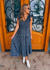 Harbor Plaid Midi Dress